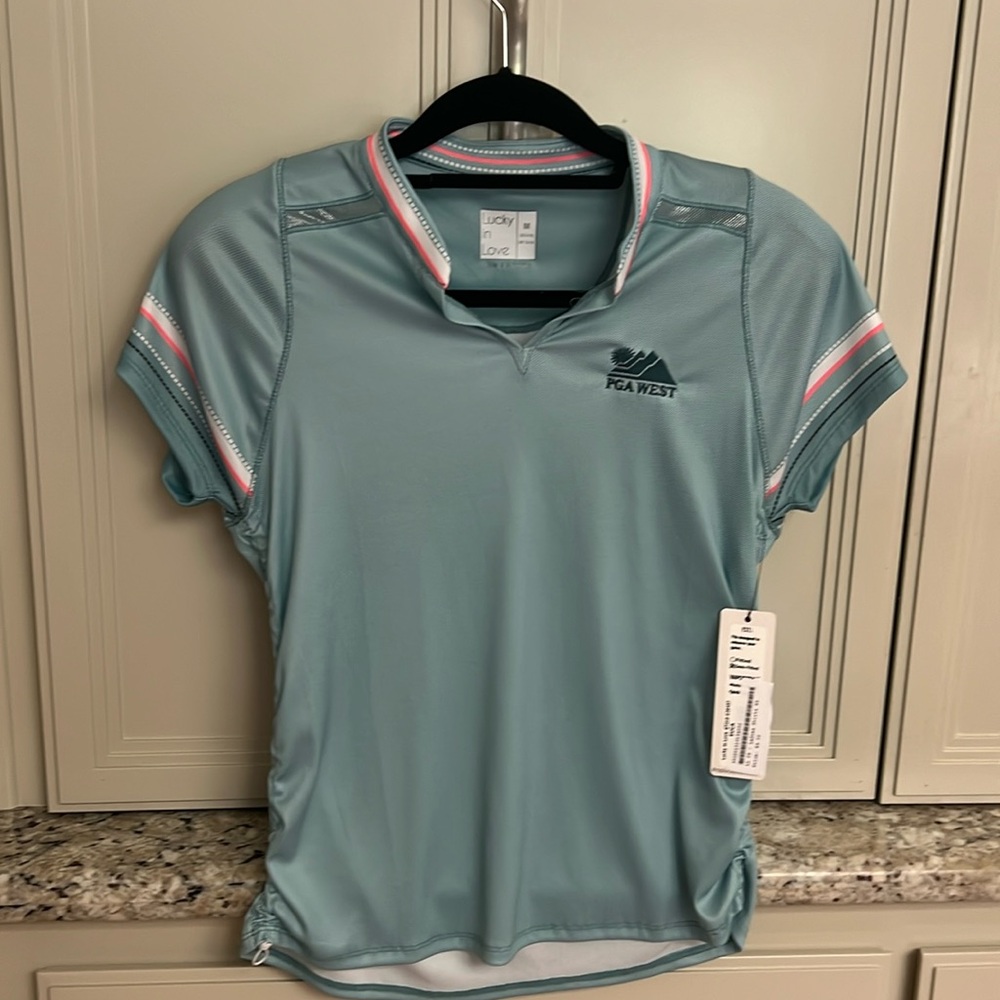 Lucky in love tennis short sleeve top with tags PGA West medium skirt